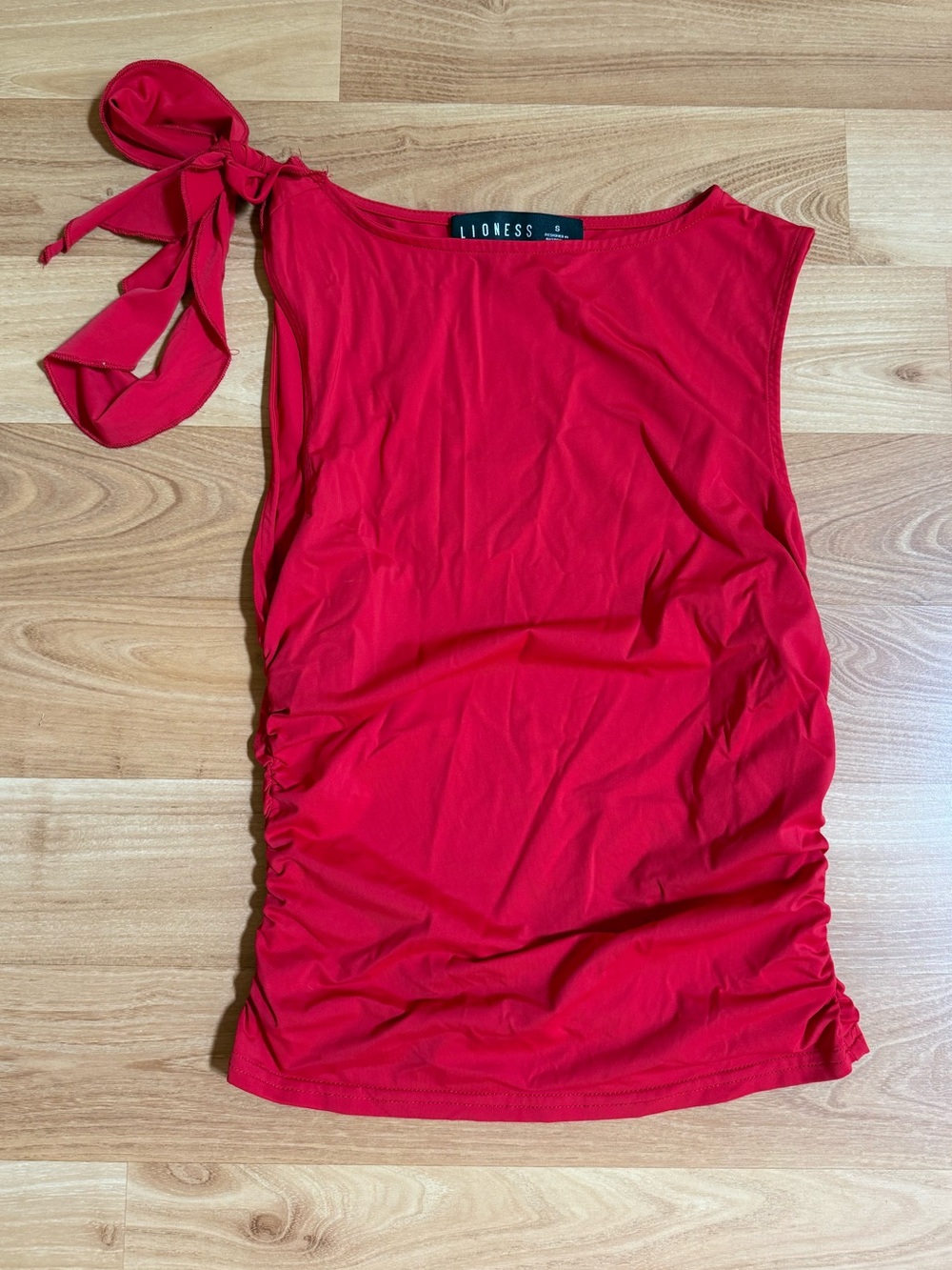 Lioness Bright Red One-Shoulder Tie Tank